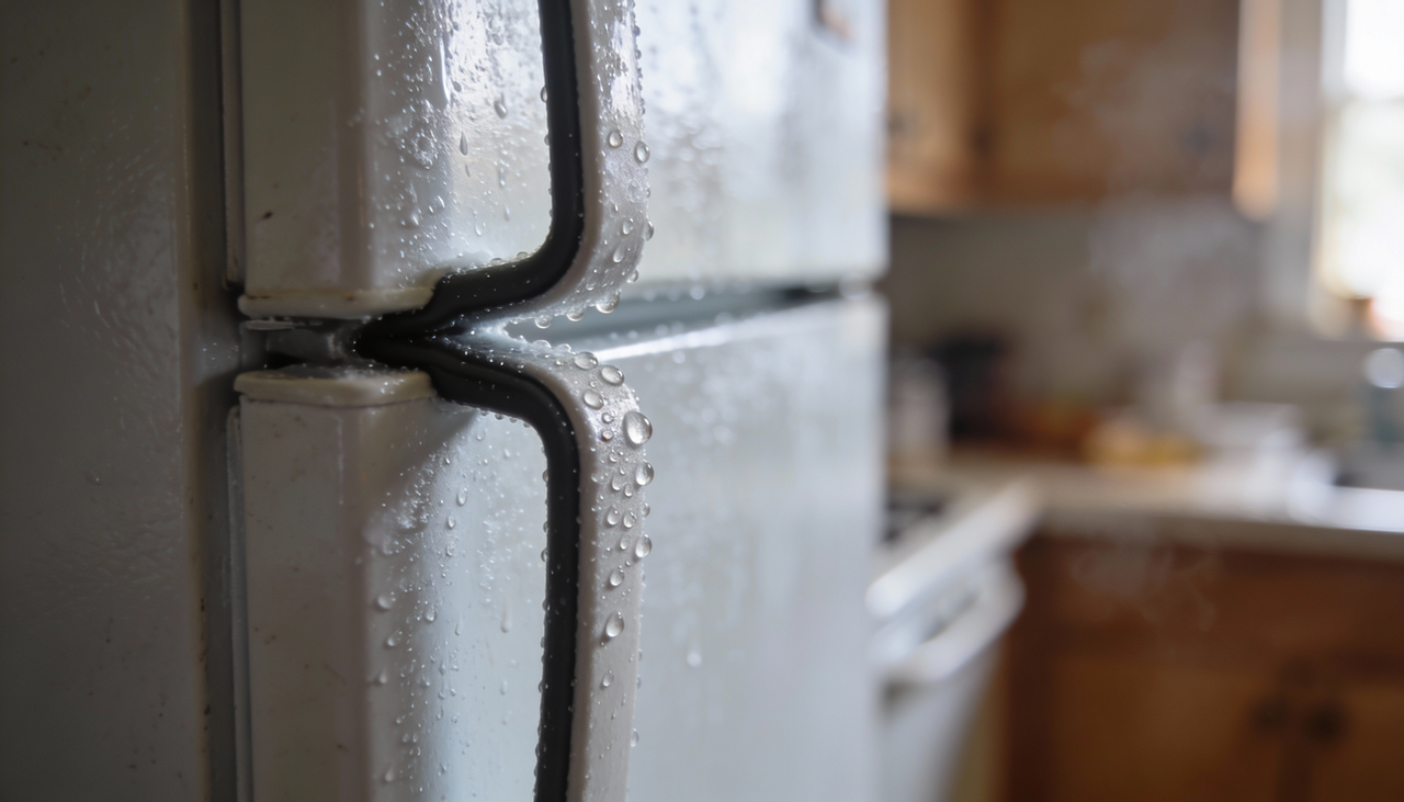 O ponto de partida para compreender o suor da geladeira é a condensação