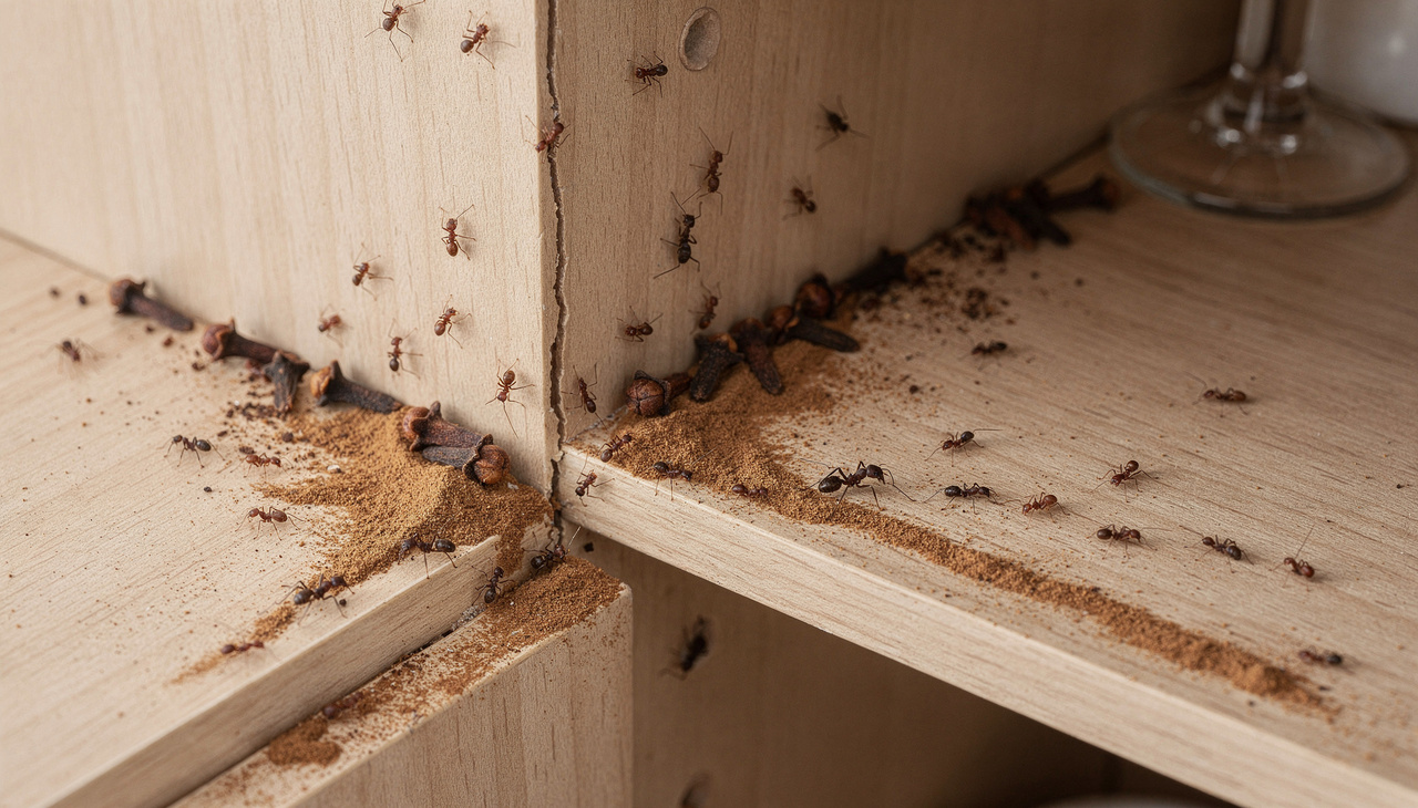 O vinagre branco atua como um desinfetante poderoso que apaga os rastros de feromônio deixados pelas formigas exploradoras pela casa