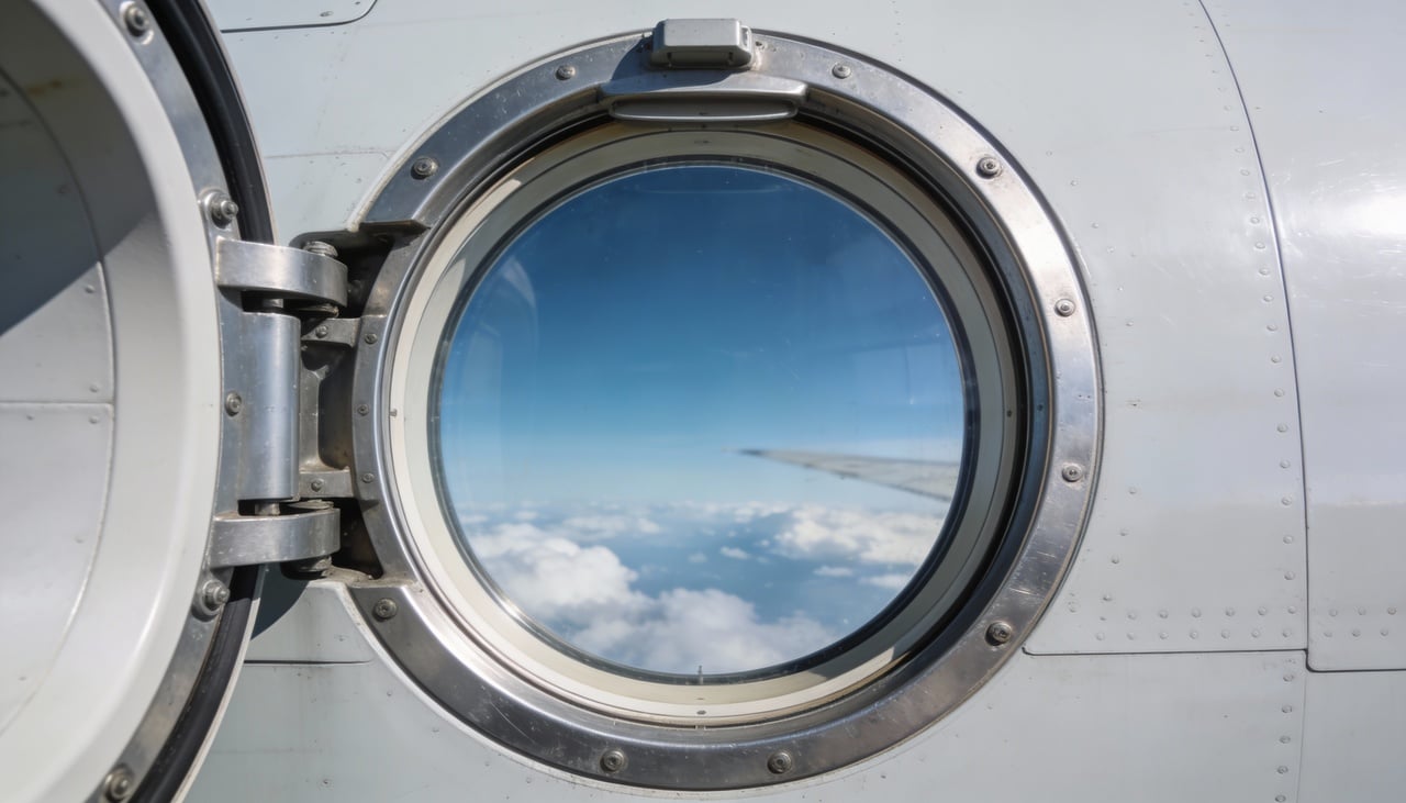 As aberturas circulares permitem que a pressão interna da cabine se distribua de maneira equilibrada por toda a borda da moldura metálica