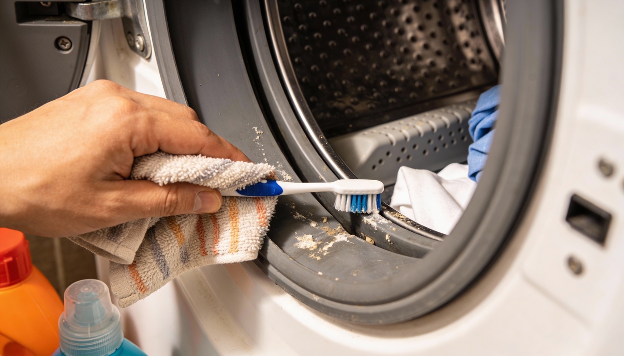 O processo de higienização exige o uso de substâncias que consigam desintegrar as gorduras acumuladas nas partes invisíveis do tambor