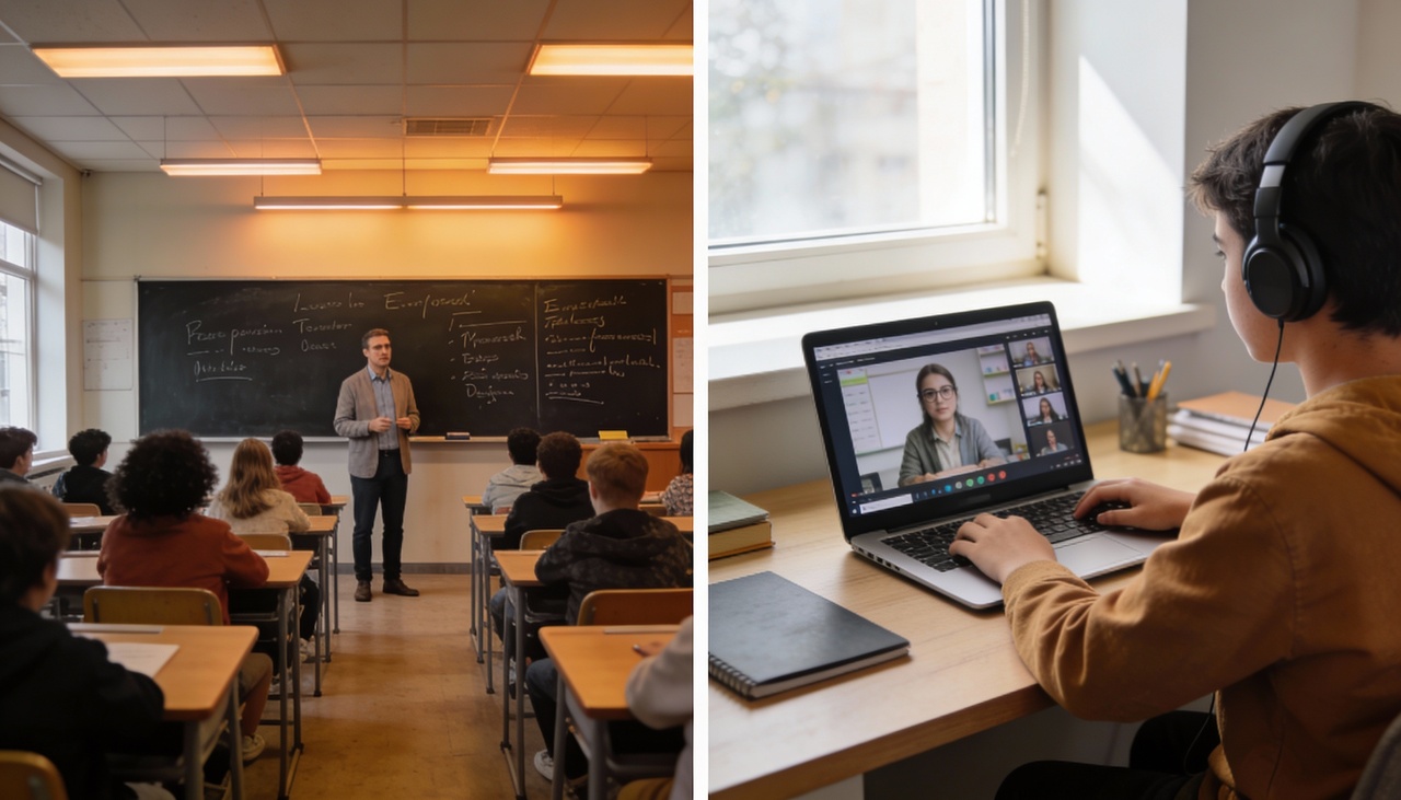 A diferença central entre faculdade presencial e ensino a distância está na forma como as aulas acontecem e na organização da rotina