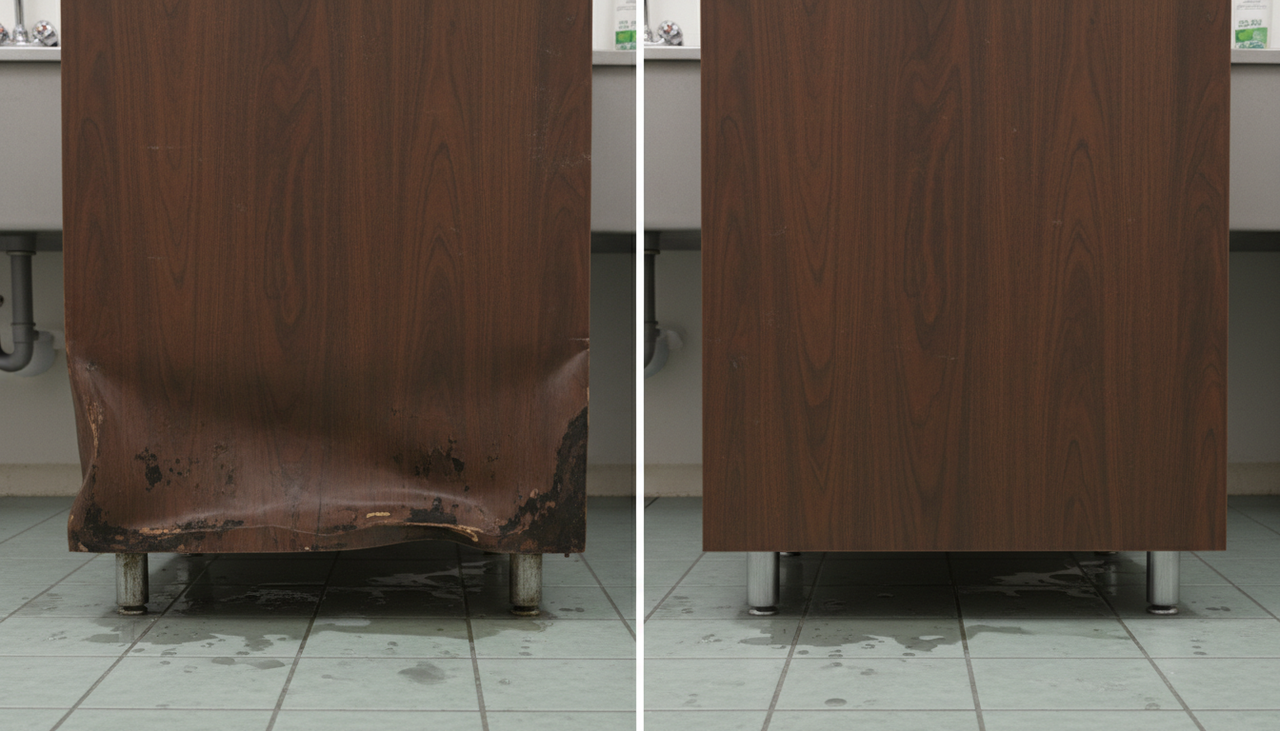 Em ambientes úmidos, o piso costuma concentrar a maior parte da água que entra por infiltração, condensação ou limpeza diária