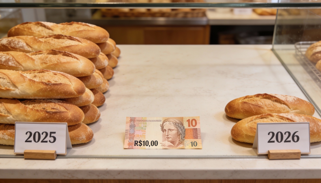 Em janeiro de 2026, o mesmo pãozinho francês está custando entre um real e vinte centavos a um real e cinquenta centavos nas principais capitais brasileiras