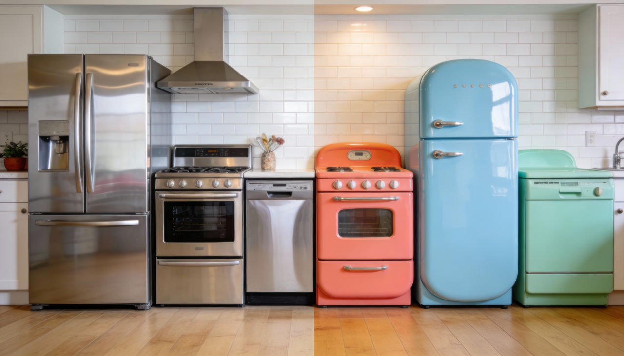 Uma cozinha moderna costuma priorizar tecnologia, painéis digitais e funções avançadas, variando de conjuntos básicos a projetos de alto padrão