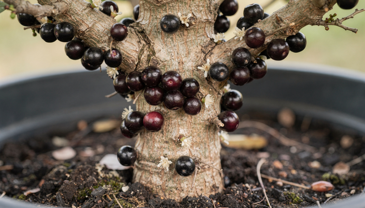 O processo de plantio exige um recipiente com boa drenagem e um substrato rico em matéria orgânica para sustentar o crescimento vigoroso da árvore