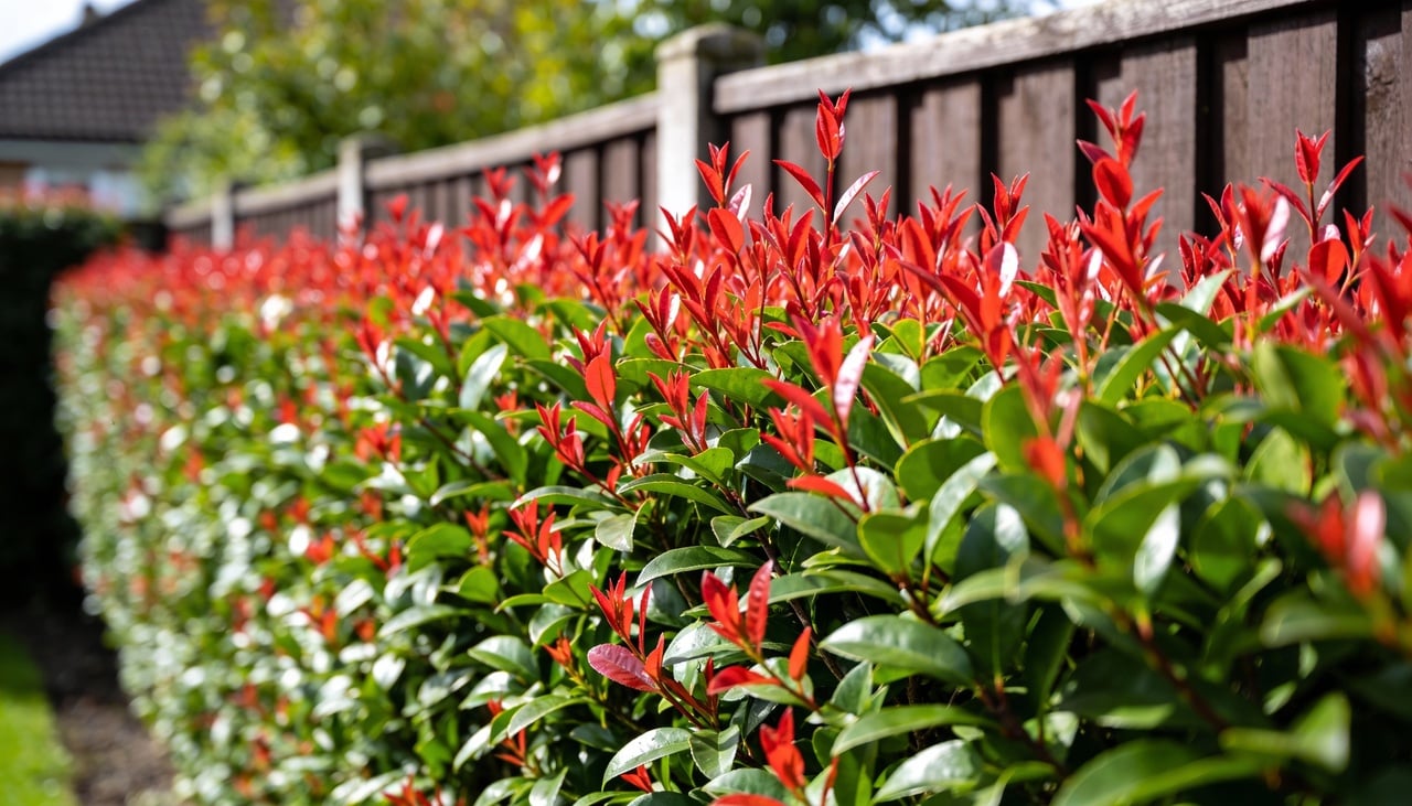 A folhagem da fotínia é um verdadeiro espetáculo visual que transforma sua cerca viva em elemento decorativo dinâmico