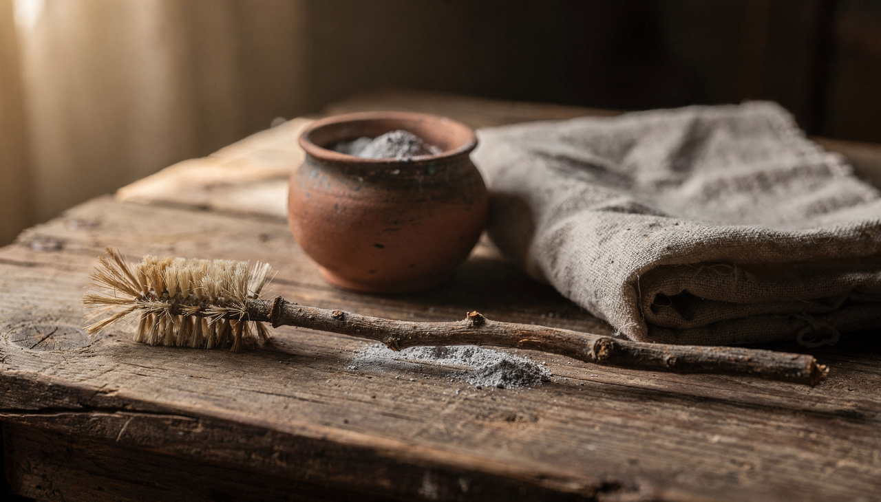O método mais comum era usar cinzas de madeira misturadas com um pouquinho de água até formar uma pasta