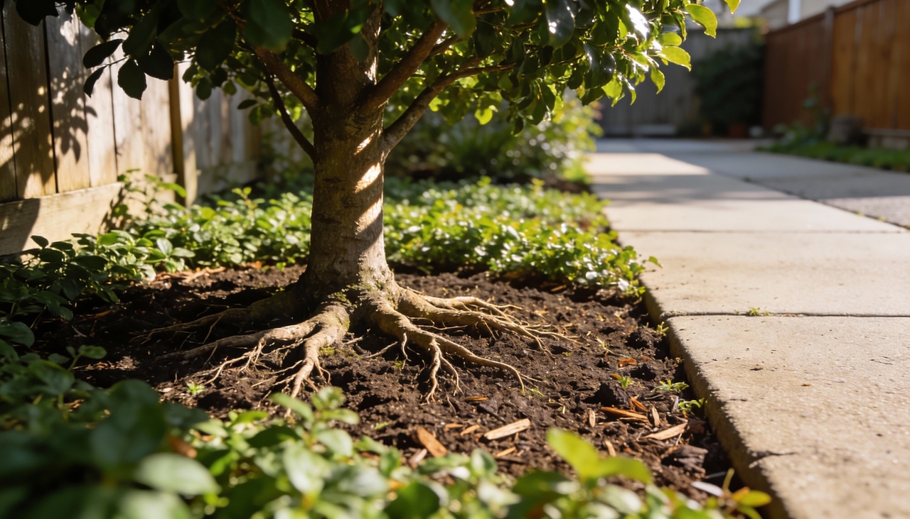 Em quintais compactos, o solo disponível é limitado e geralmente dividido com tubulações, calçadas e fundações
