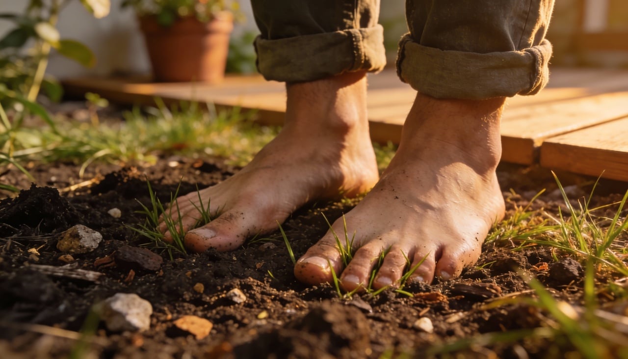 A conexão direta com o solo permite uma troca natural de elétrons que equilibra o funcionamento do seu organismo