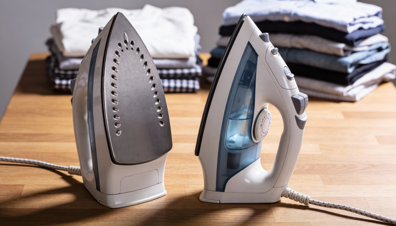 O ferro seco é o modelo clássico, composto basicamente por uma base aquecida e controle de temperatura