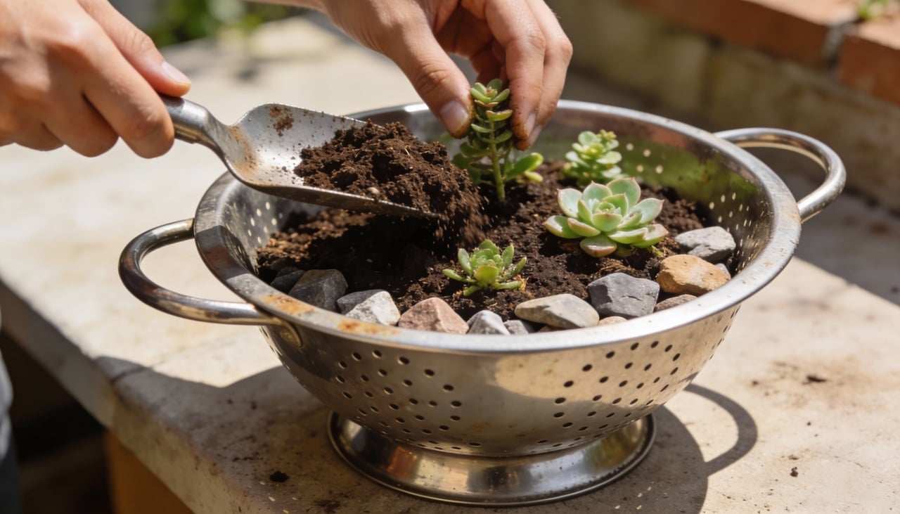 Adaptar um escorredor de macarrão para o cultivo de plantas é um processo simples que qualquer pessoa pode realizar em casa