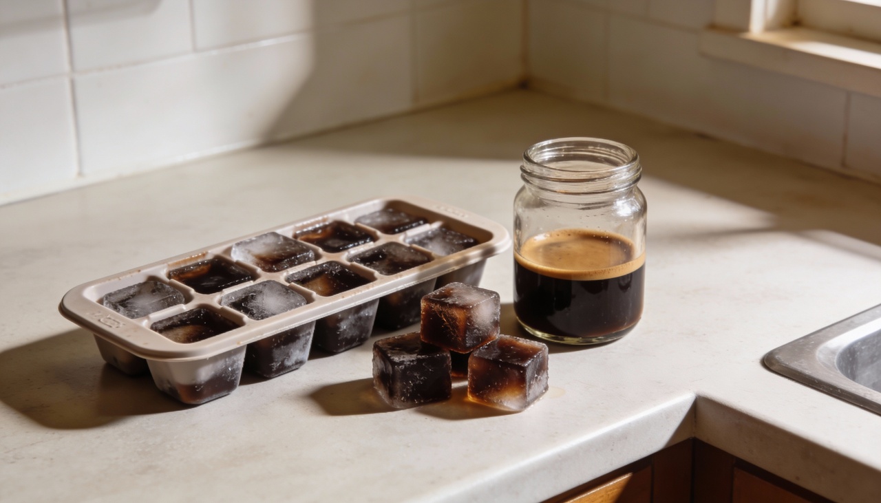 O processo é tão simples quanto fazer gelo comum, apenas substituindo a água por café