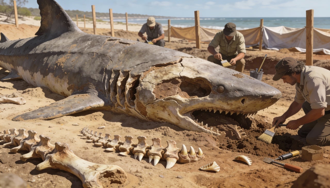 O autor revela que o predador exercia um controle absoluto sobre as outras espécies marinhas devido ao seu tamanho descomunal e força física