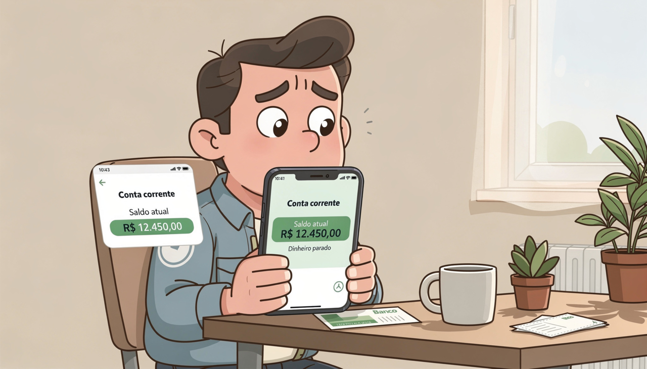 A conta corrente comum rende zero ou praticamente nada mesmo quando você mantém saldo positivo ali por meses