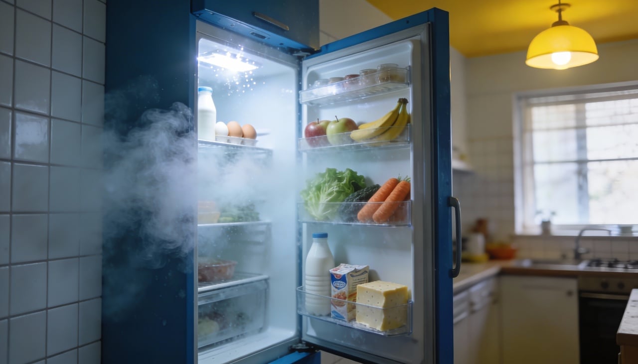 A geladeira funciona com base em um ciclo de refrigeração que retira o calor de dentro do aparelho e o libera para o ambiente externo