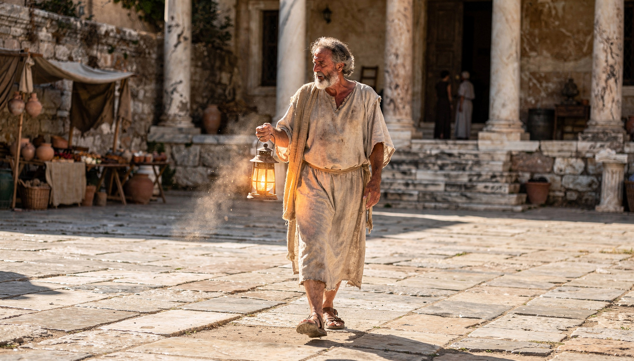 Diógenes aquele que vivia num barril: "Os homens mais ricos não são os que têm mais mas os que precisam de menos"