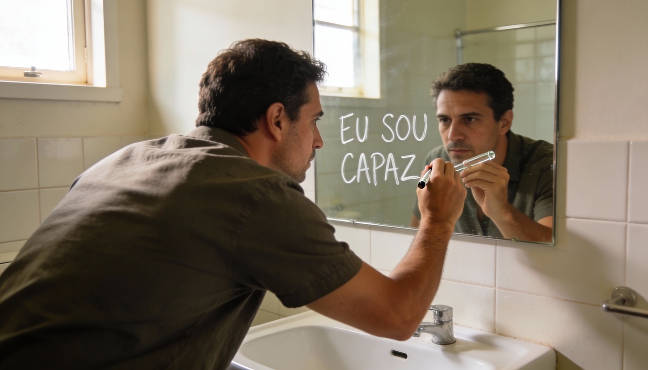 Além disso, o uso de suportes visuais como o espelho intensifica a conexão emocional com as palavras ditas durante o processo de afirmação