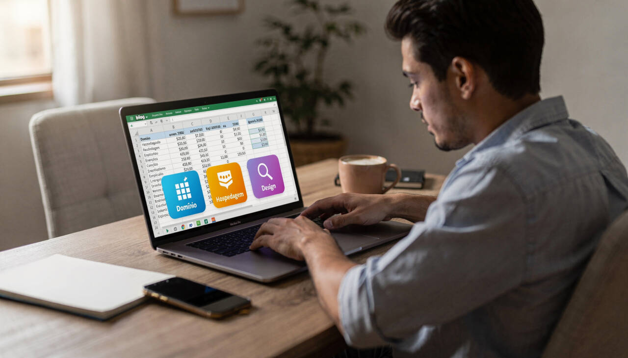 O custo inicial de um blog gira principalmente em torno de três pilares: domínio, hospedagem e plataforma