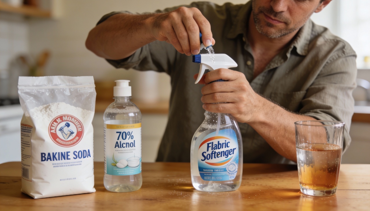 A preparação da mistura exige cuidado com as proporções para garantir que a reação química entre o álcool e o bicarbonato potencialize a remoção das partículas