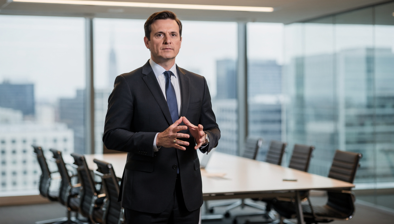 o posicionamento estratégico das mãos elimina a necessidade de gesticular freneticamente durante uma apresentação importante