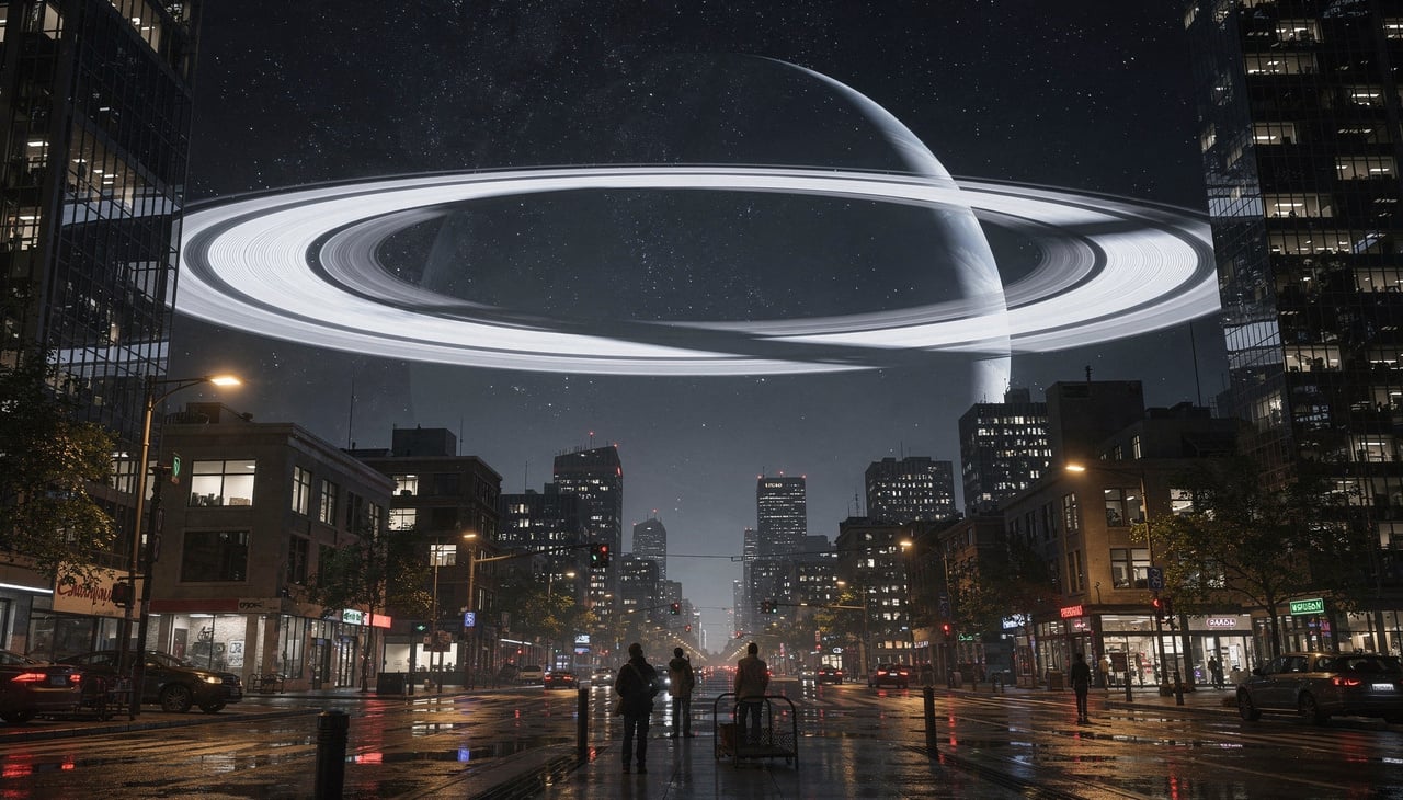 A presença dessas estruturas criaria um arco de luz permanente que cruzaria o firmamento de leste a oeste com uma nitidez impressionante