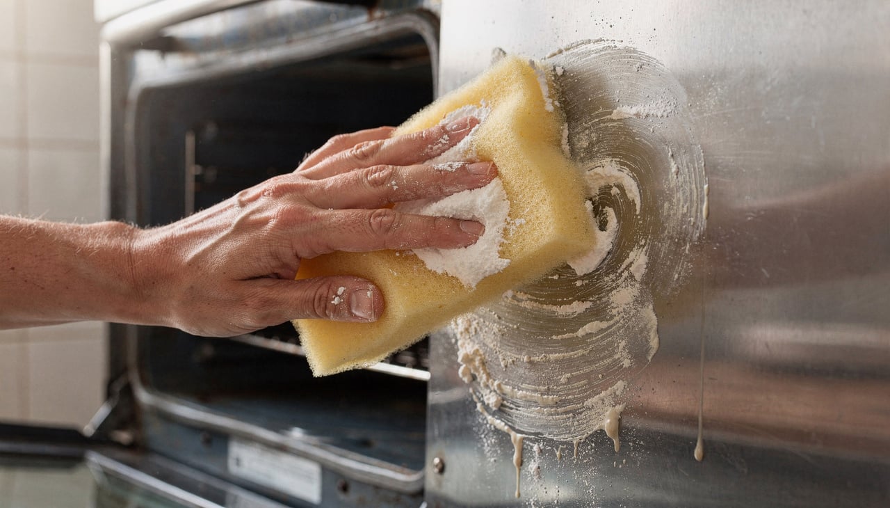 A proposta dessa mistura caseira com bicarbonato é reduzir o esforço na hora de esfregar, suavizando a sujeira sem recorrer a fórmulas agressivas