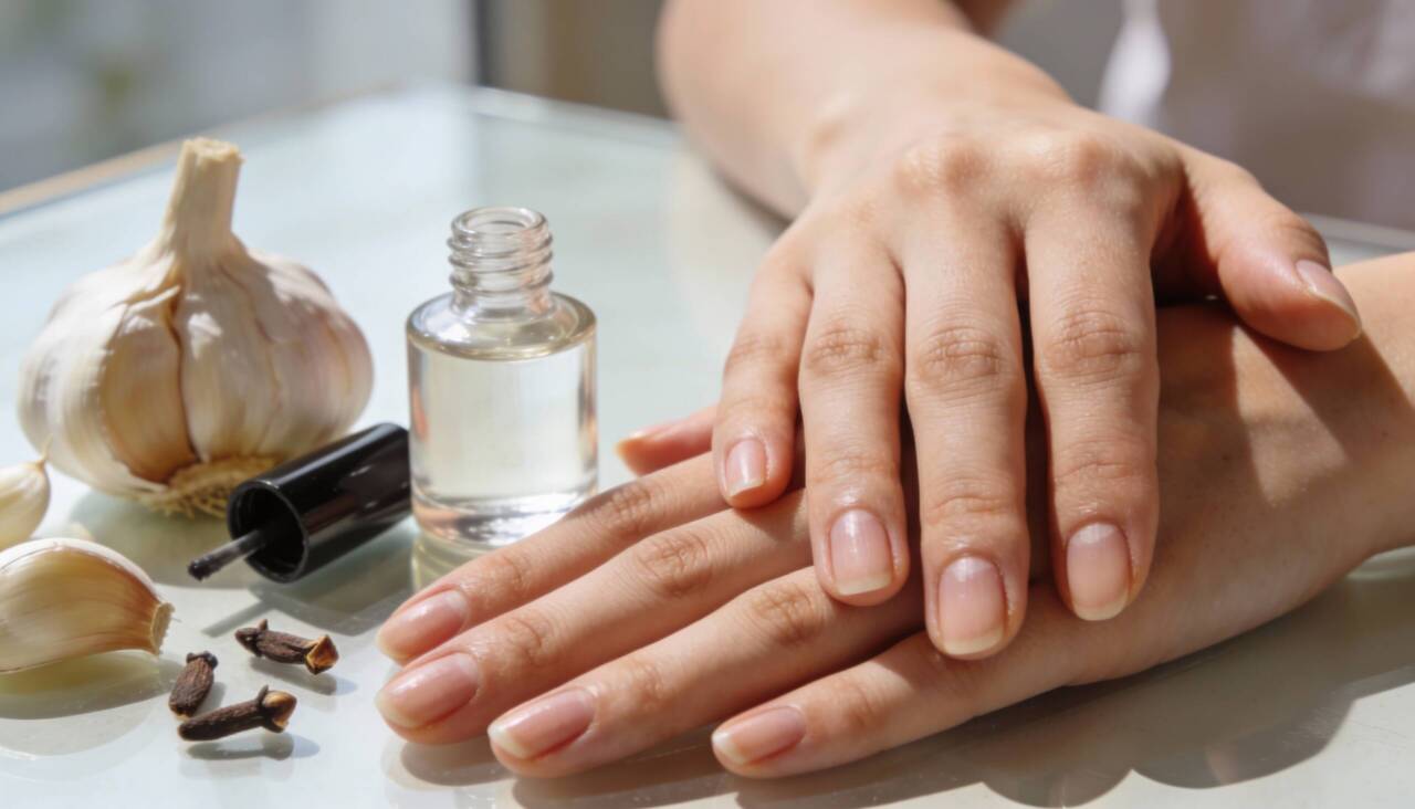 A base fortalecedora com alho e cravo é usada principalmente para ajudar a reduzir a quebra, a descamação e o aspecto frágil das unhas
