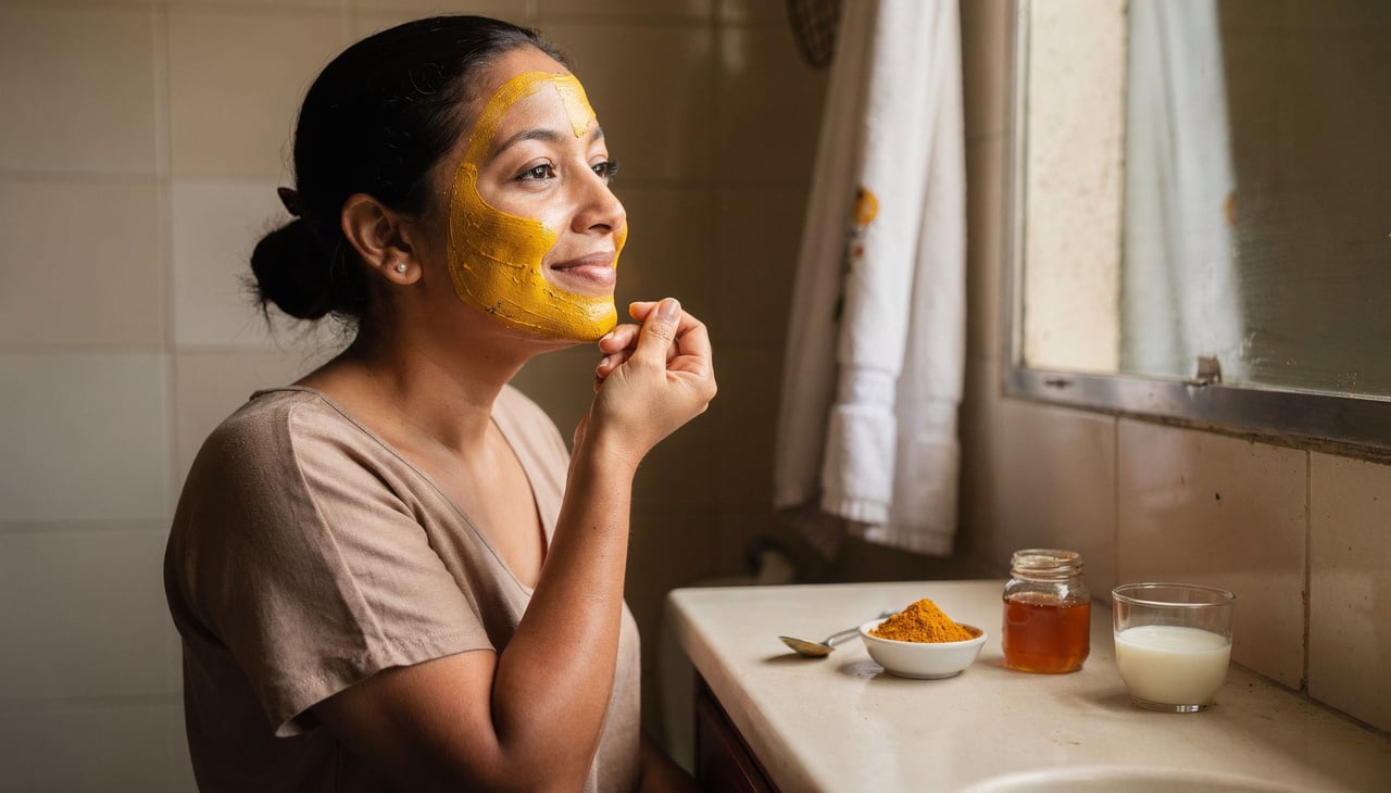 Entre as formas mais comentadas de usar cúrcuma na pele, as máscaras faciais ocupam lugar de destaque