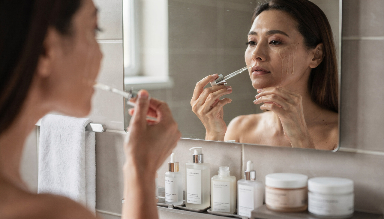 O sérum facial é um produto de textura leve, geralmente aquosa ou gelificada, formulado para entregar uma alta concentração de ativos às camadas da pele