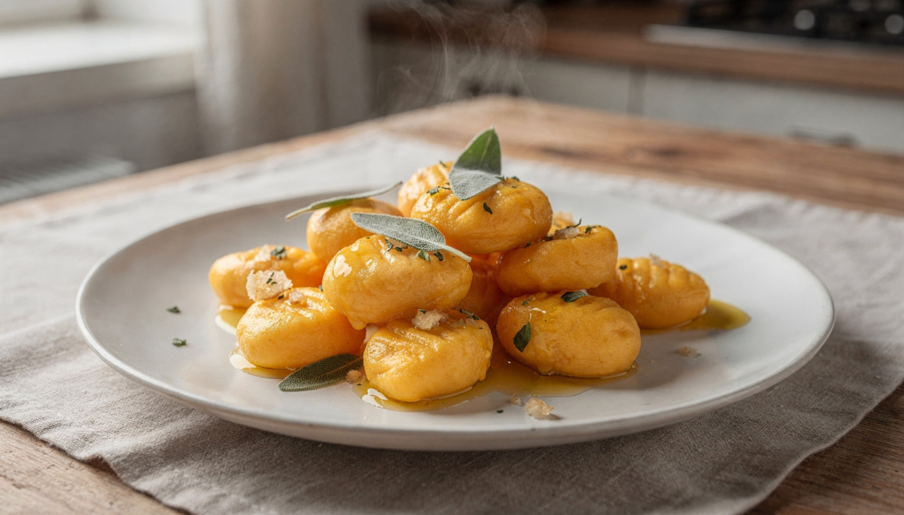 Nhoque de abóbora sem farinha mais leve e fácil de digerir.