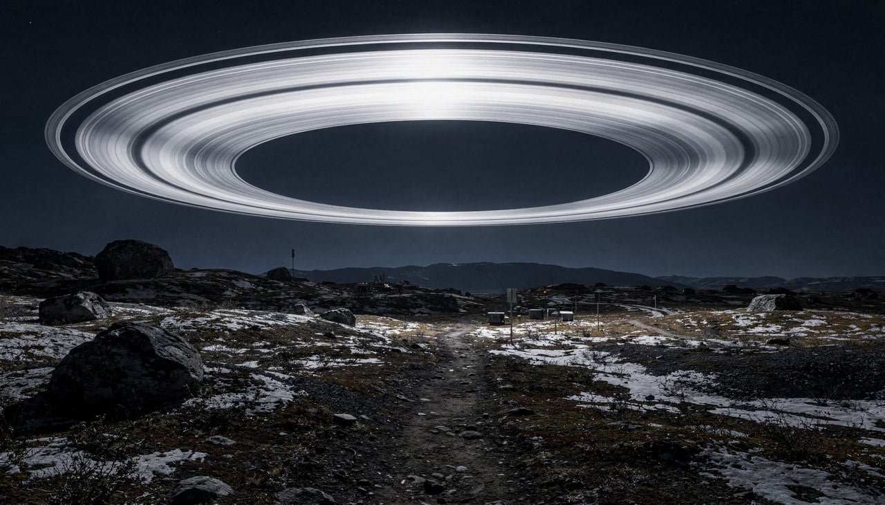 A presença dessas estruturas criaria um arco de luz permanente que cruzaria o firmamento de leste a oeste com uma nitidez impressionante