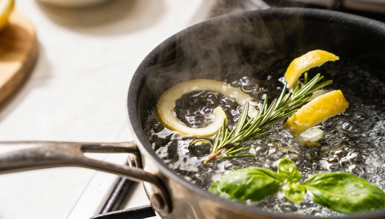 Existem momentos específicos na rotina doméstica onde ferver casca de limão com manjericão e alecrim faz uma diferença notável na qualidade do ar