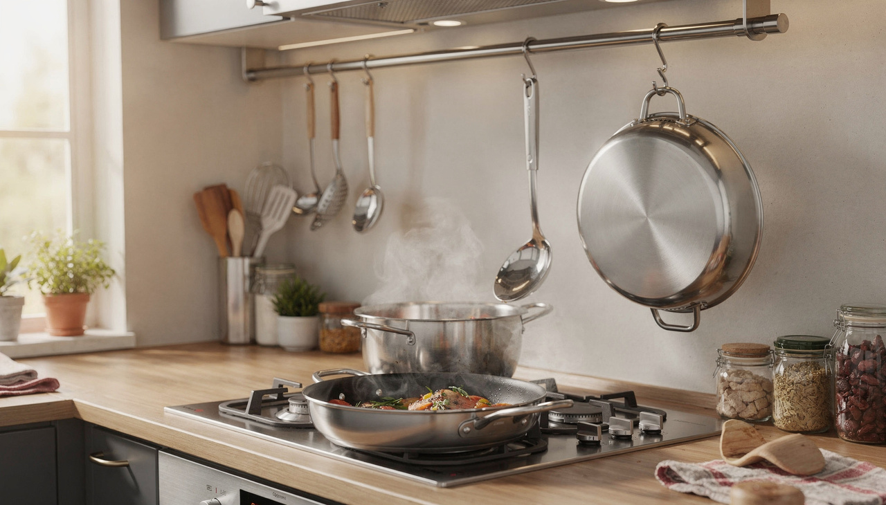 Um uso bastante prático do buraco no cabo é como apoio de colher durante o preparo das refeições