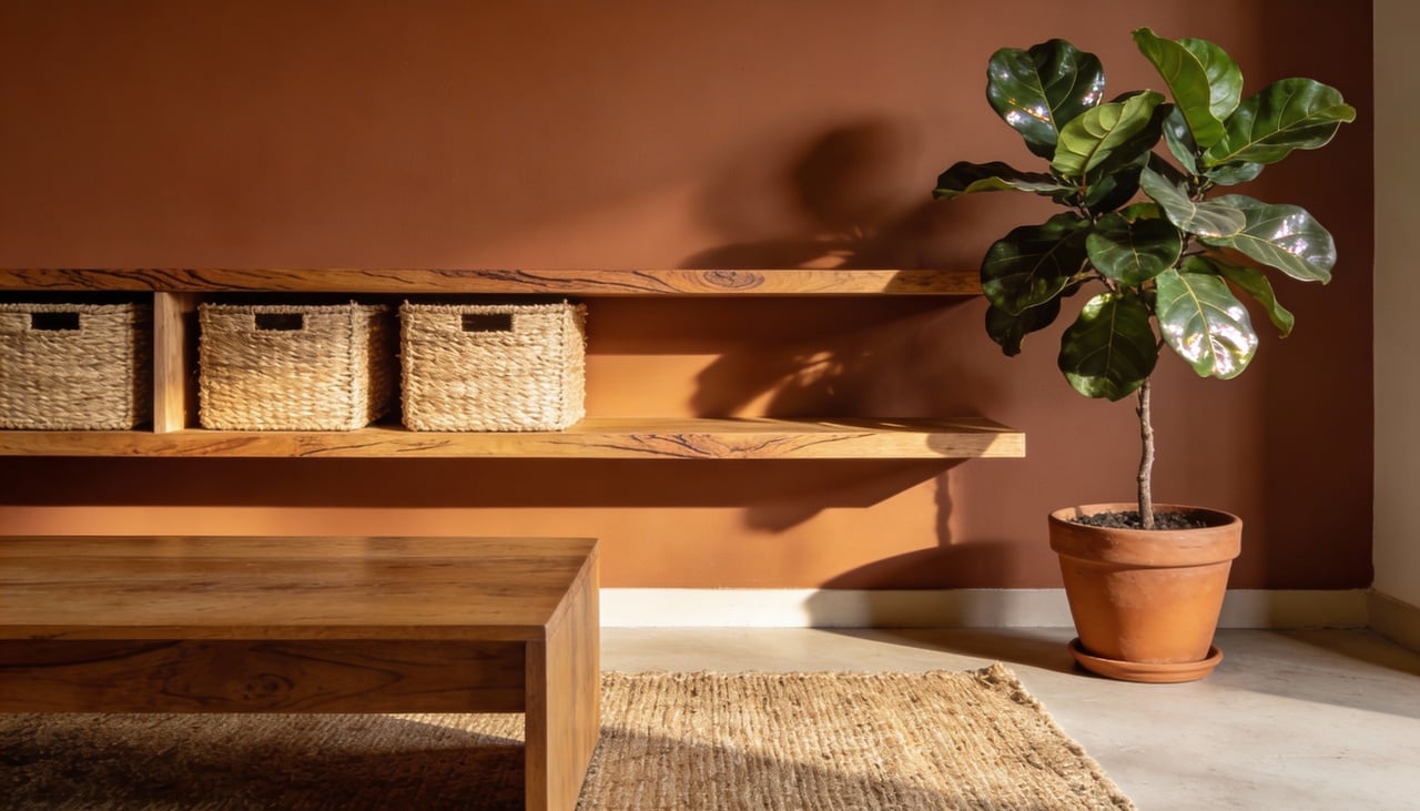 Os tons terrosos formam um grupo de cores que remetem visualmente ao chão, às folhas secas, ao barro e a materiais naturais