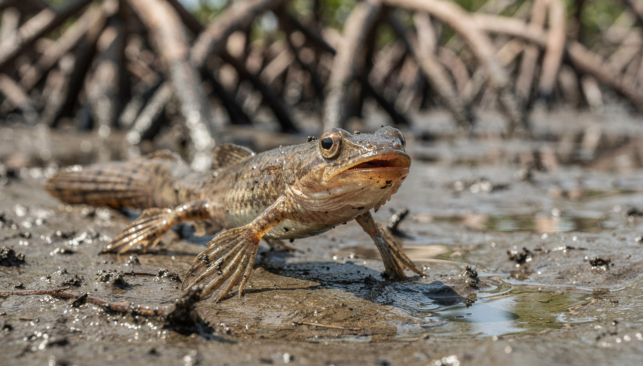 A dieta desse animal é predominantemente composta por pequenos insetos, crustáceos e detritos orgânicos