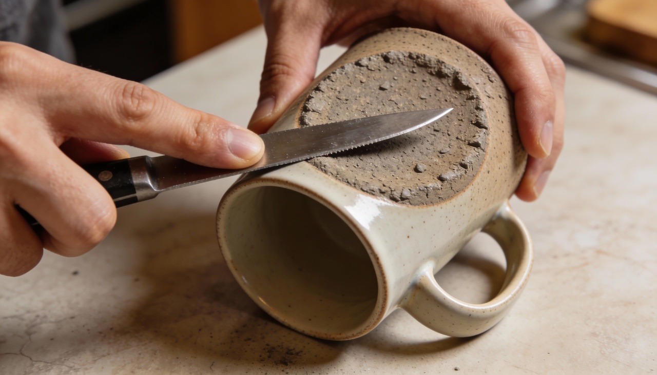 Para realizar esse procedimento, você deve utilizar uma caneca de cerâmica que possua o fundo áspero e sem esmalte