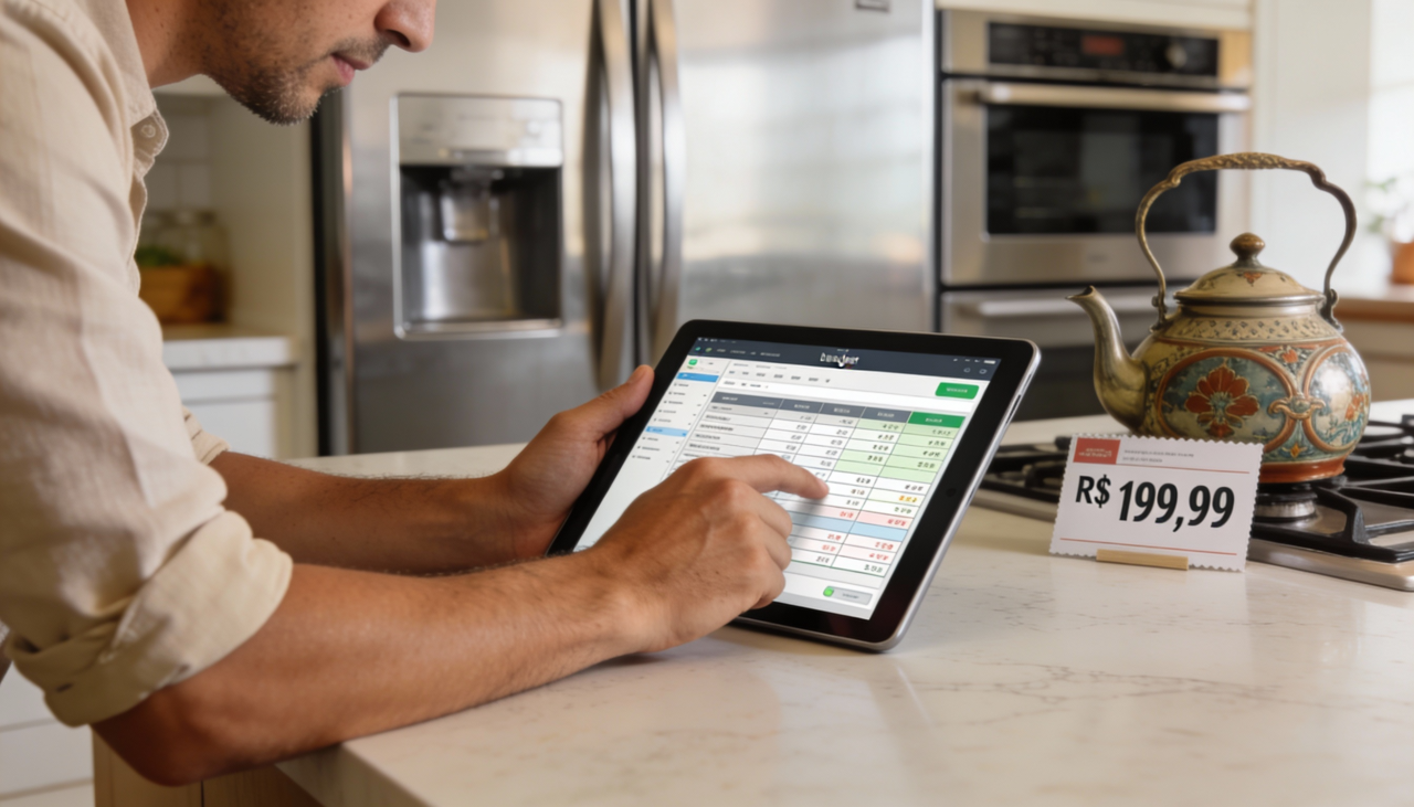 Uma cozinha moderna costuma priorizar tecnologia, painéis digitais e funções avançadas, variando de conjuntos básicos a projetos de alto padrão