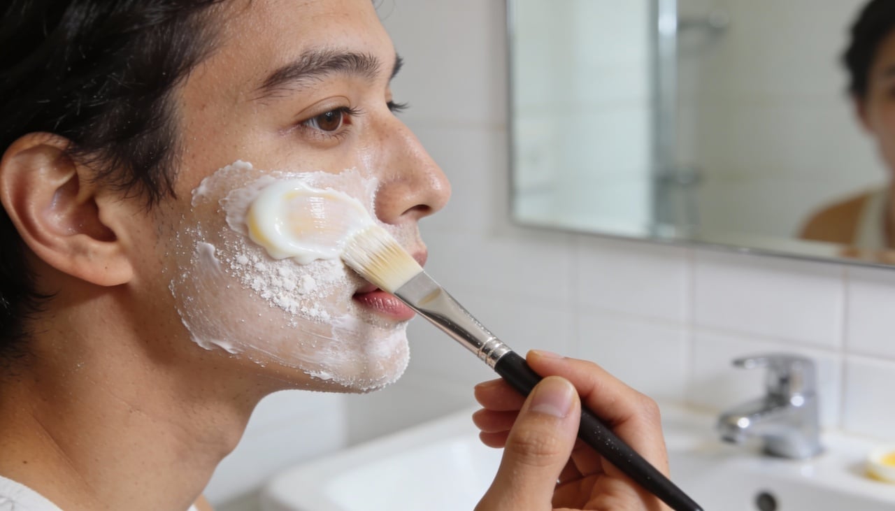 O chamado lifting caseiro com clara de ovo e amido de milho consiste na aplicação de uma máscara facial feita a partir da clara batida, misturada com o amido de milho