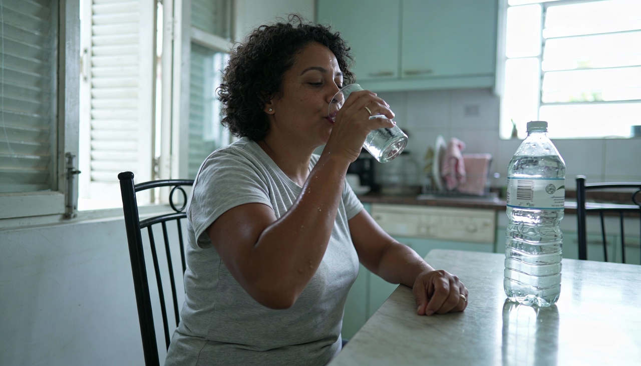 A meta de 2 litros de água por dia é usada como referência prática para um adulto saudável, em clima ameno e com atividade física moderada