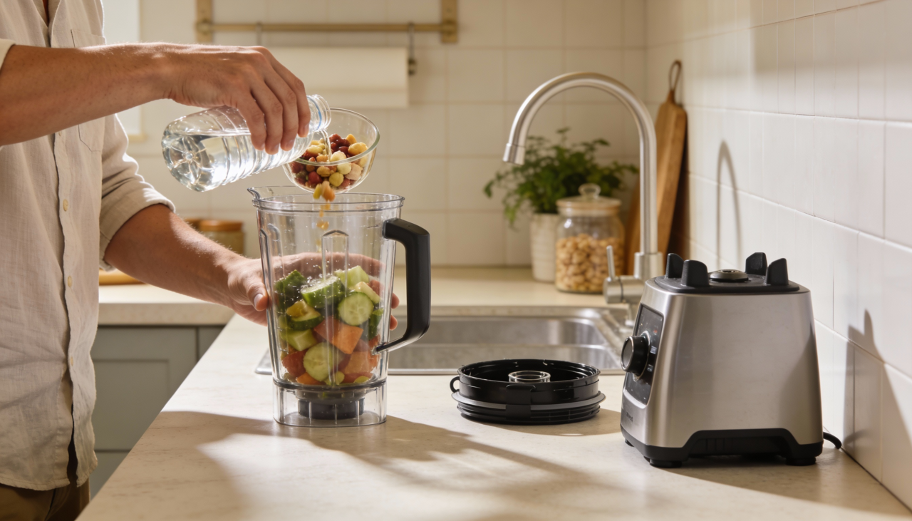 O funcionamento correto do liquidificador depende da interação entre motor, lâminas e alimentos