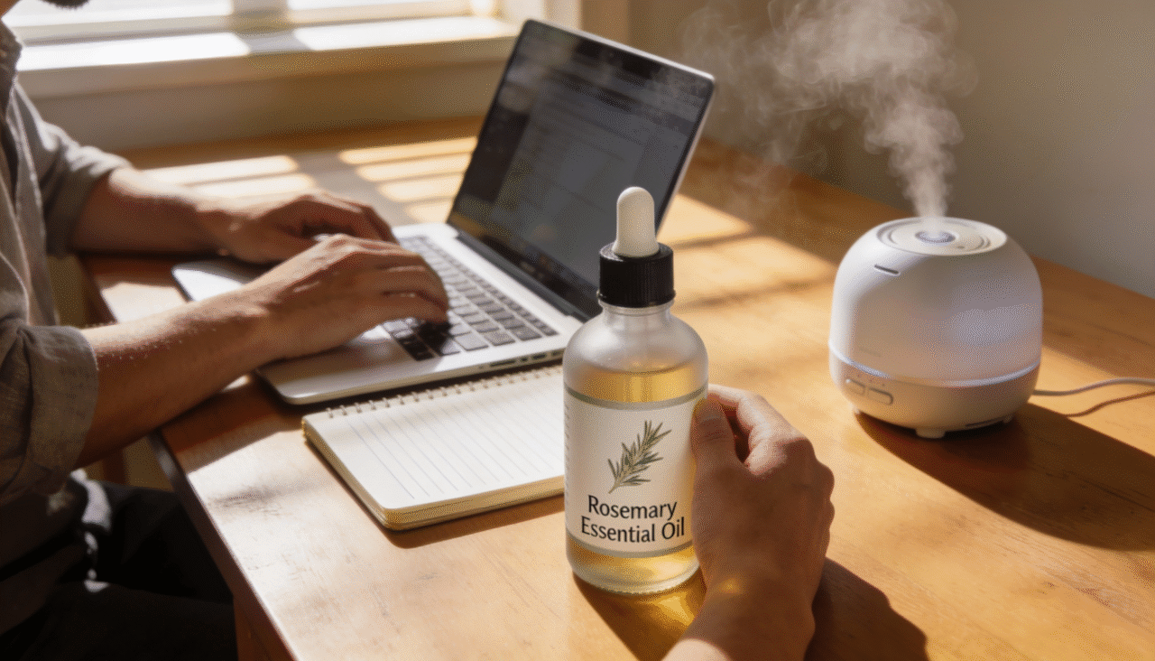 O óleo essencial de alecrim está diretamente ligado à ideia de foco absoluto e desempenho cognitivo