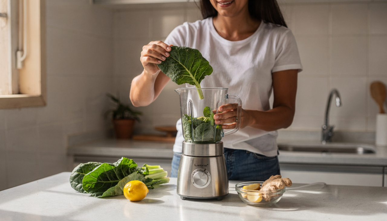 Os benefícios do suco verde estão ligados ao teor de fibras, vitaminas e antioxidantes dos ingredientes