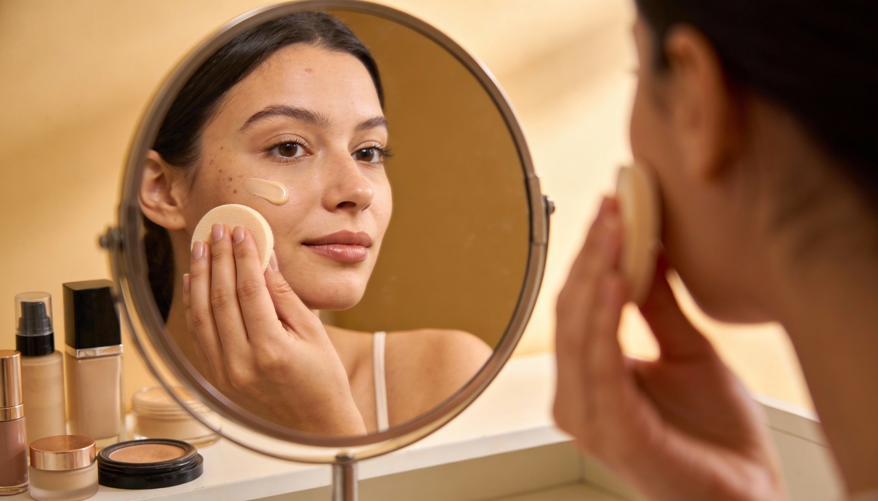 O aspecto de “reboco” não depende só do tipo de produto, mas da preparação da pele e da quantidade aplicada