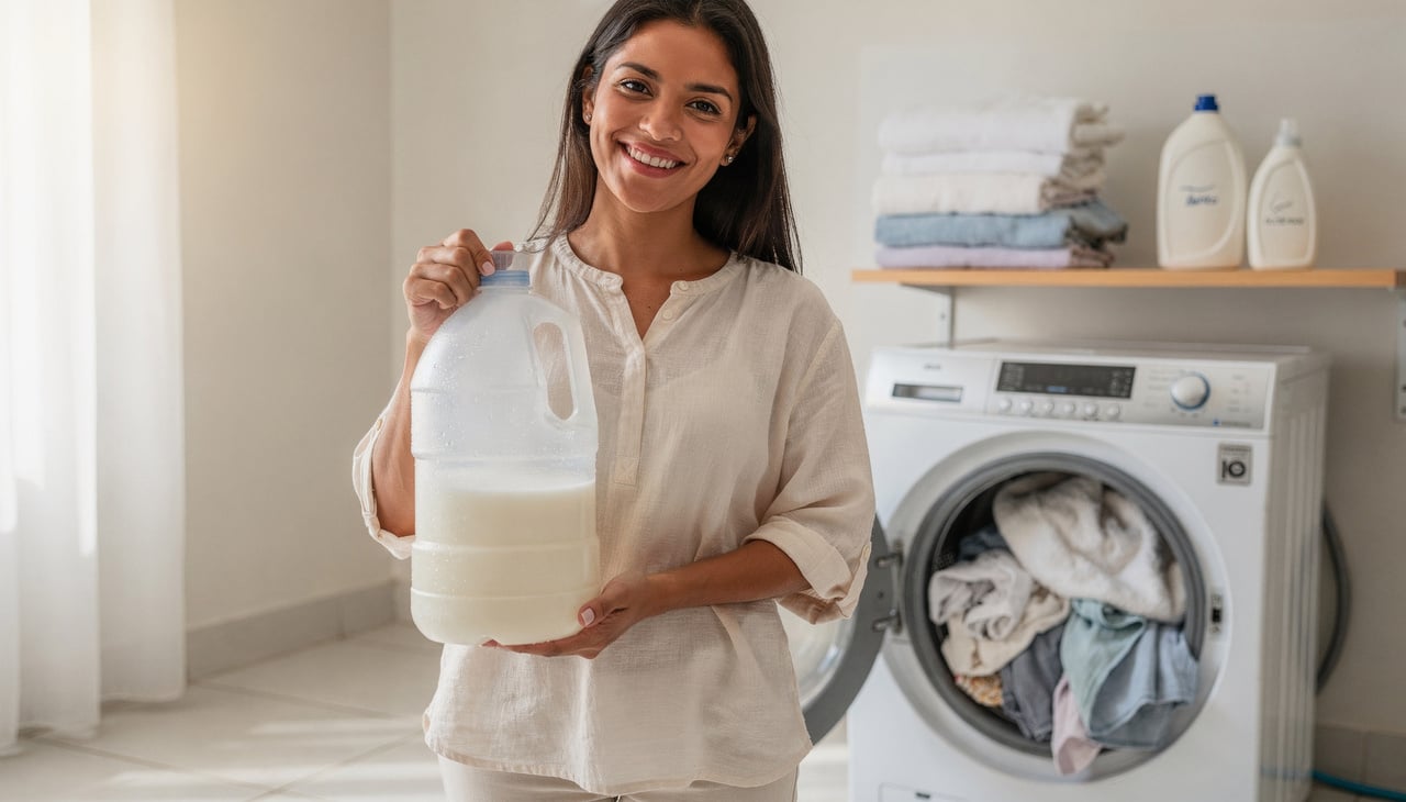 Na hora de usar, recomenda-se colocar entre meio copo e um copo pequeno por lavagem, de acordo com o tamanho da máquina e o volume de roupas