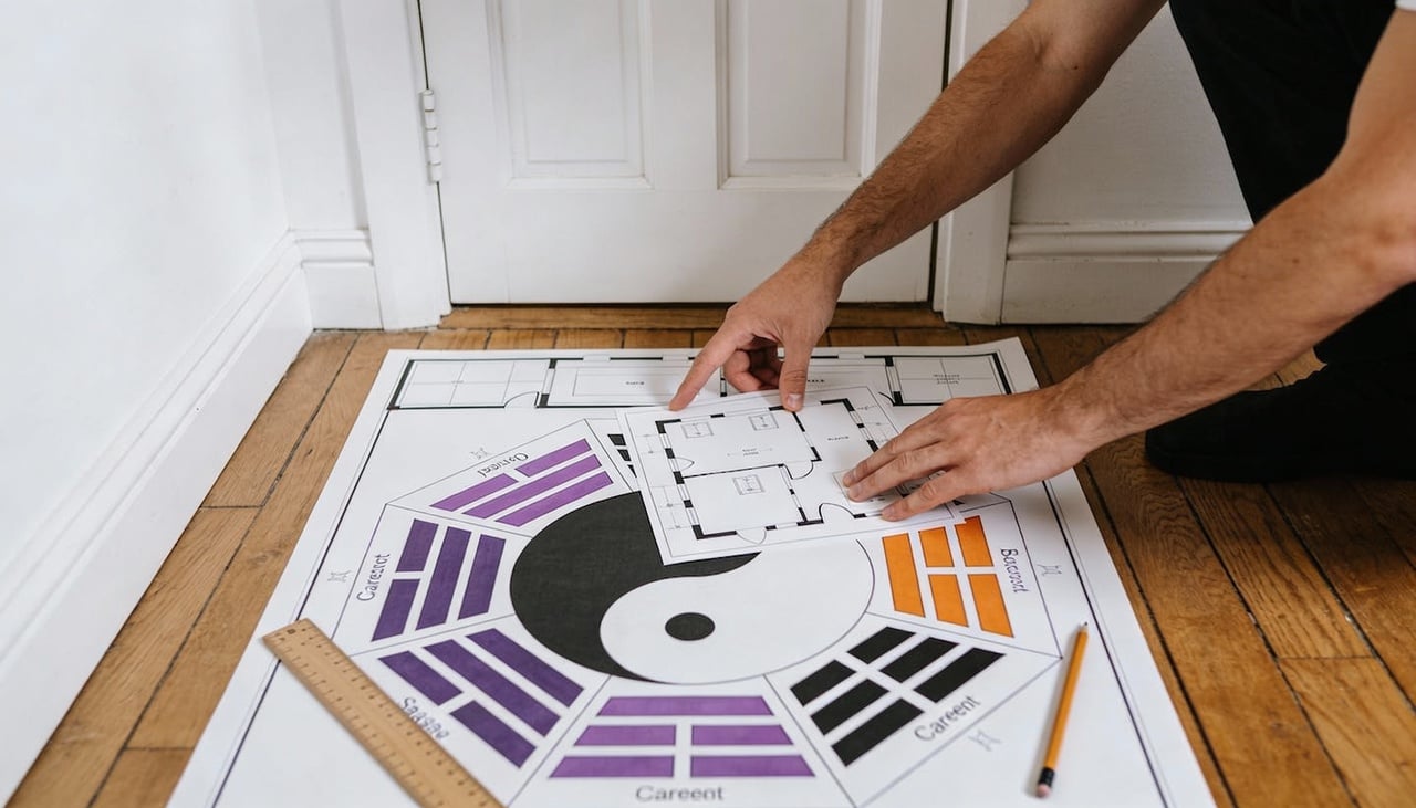 O baguá funciona como uma grade que divide o espaço em nove setores, chamados de guas