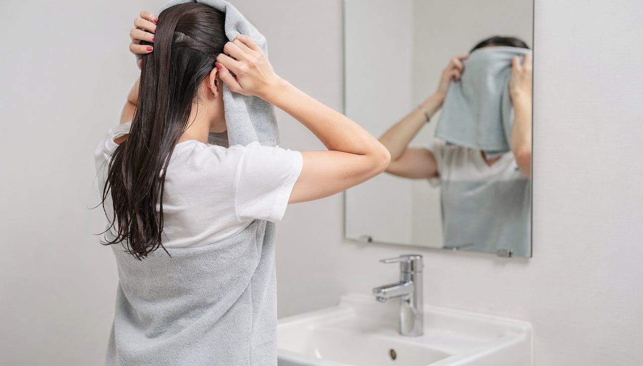 Entre os equívocos, destacam-se ficar tempo demais sob o chuveiro, esfregar o couro cabeludo com movimentos agressivos e enrolar a cabeça em uma toalha pesada