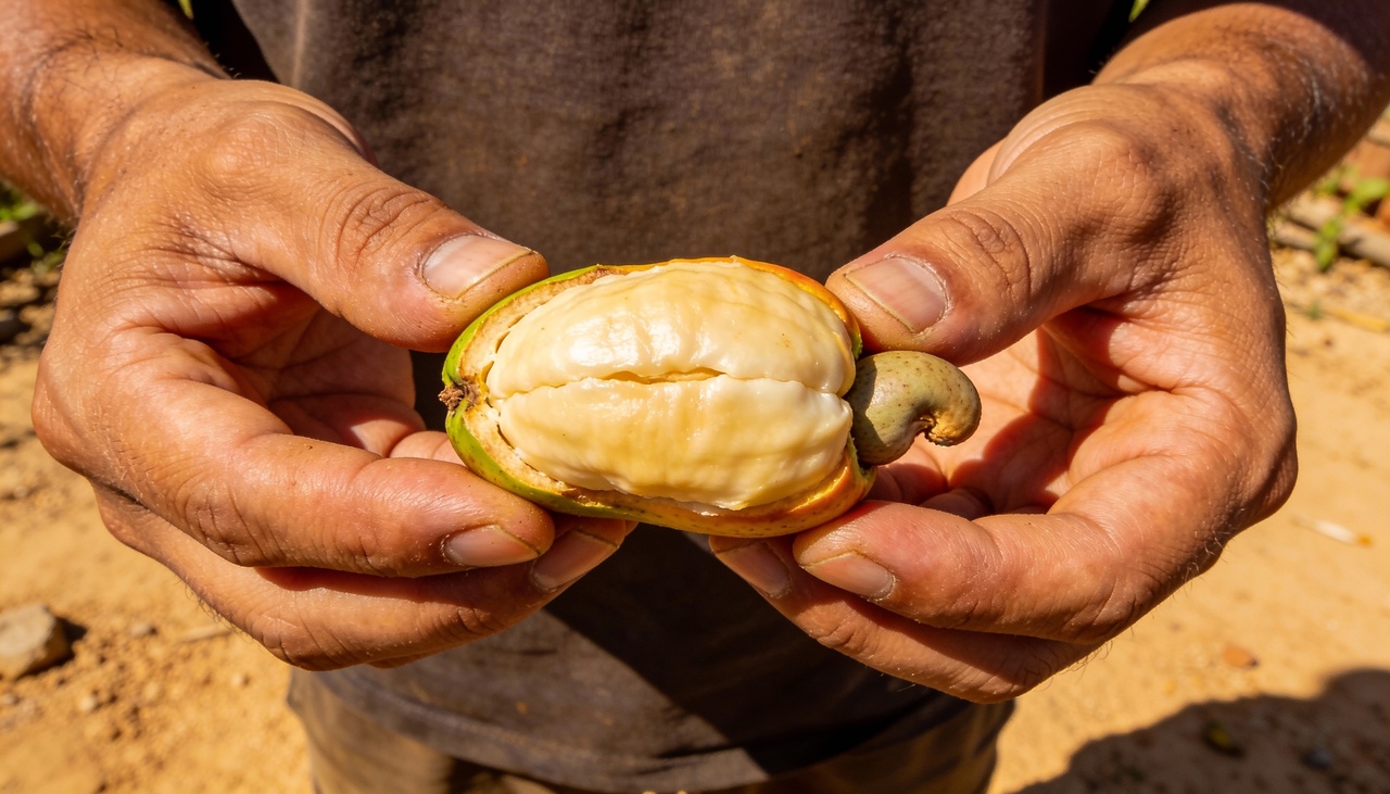 Eu colhi a "joia do Nordeste" que tem o gosto do melhor suco de infância