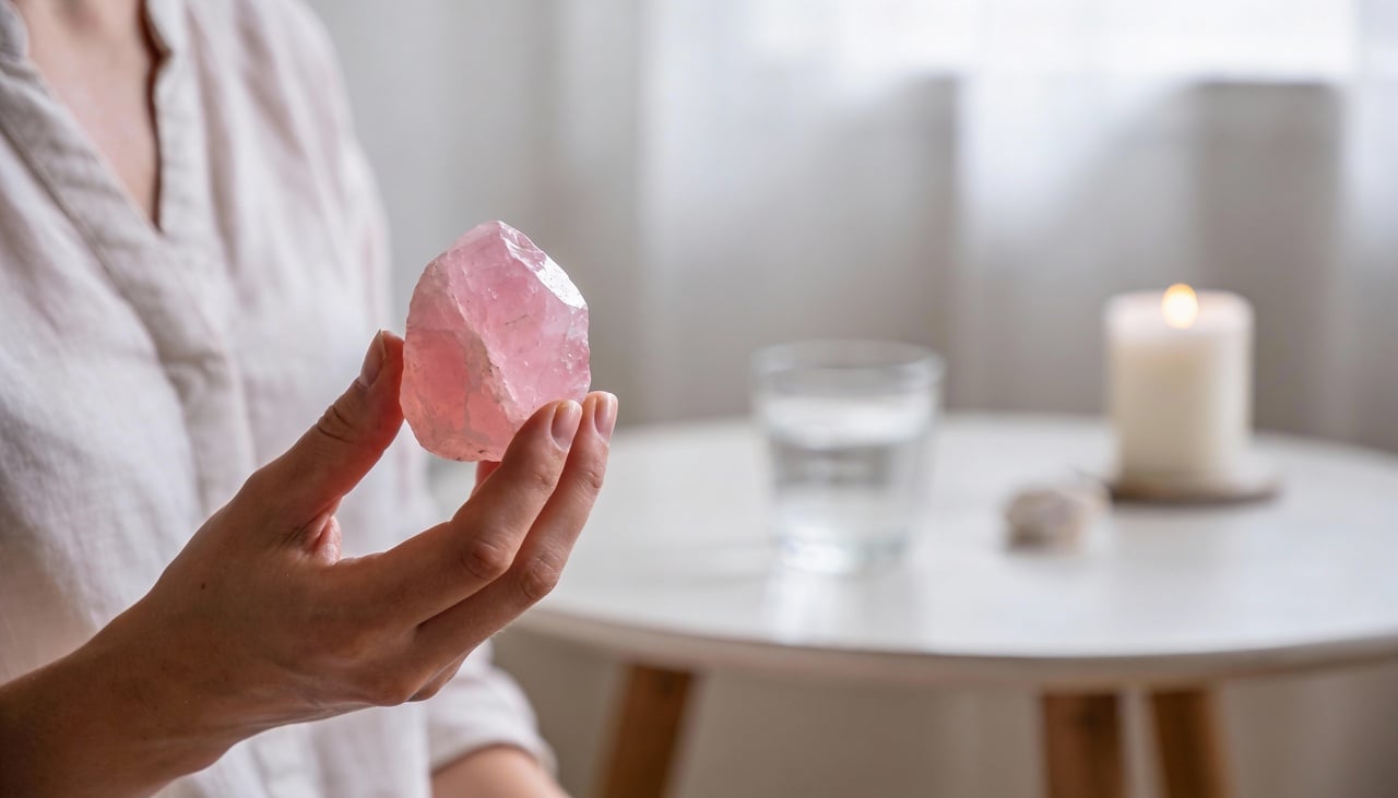 O cristal emite uma frequência energética suave que acalma as tensões e dissolve bloqueios emocionais acumulados ao longo dos anos