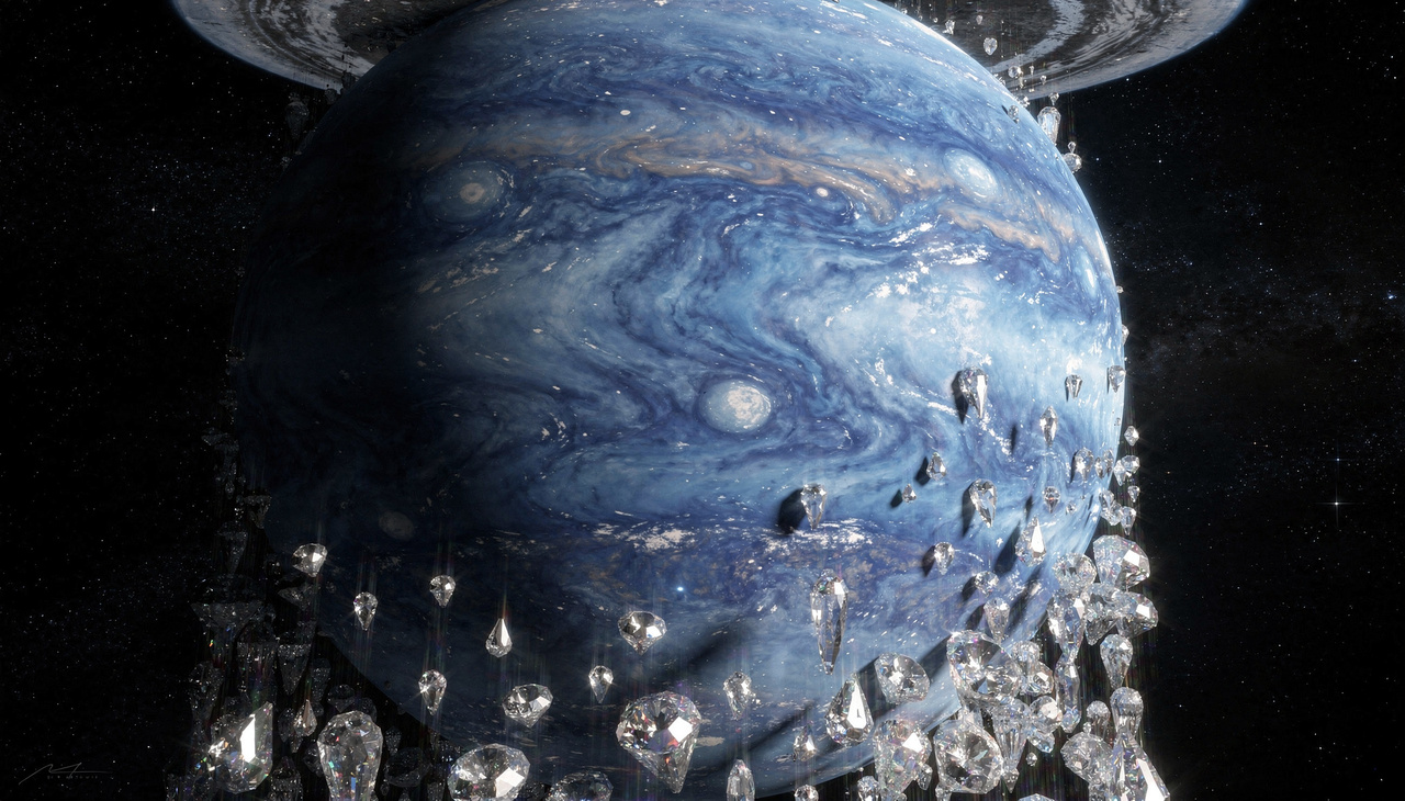 Para entender o fenômeno, precisamos analisar a composição das camadas internas de planetas gigantes formados por gelo e gás