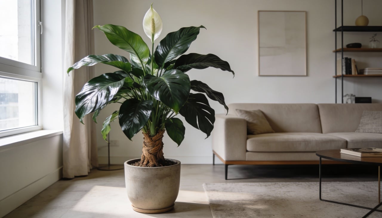 Além de embelezar o espaço, a planta da paz contribui ativamente para melhorar a qualidade do ar interno